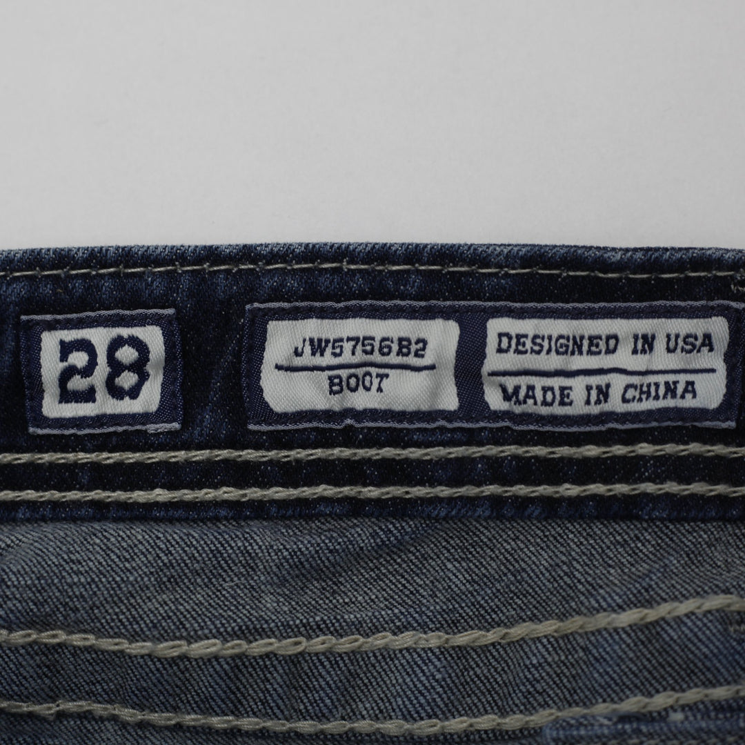 Y2K Ladies Miss Me Bootcut Embroidered Embellished Bootcut Jeans Size 28