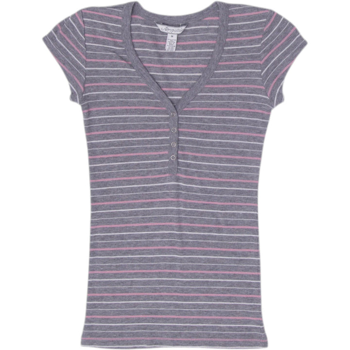 Y2K Ladies Aeropostale Striped Casual Tee Sise M