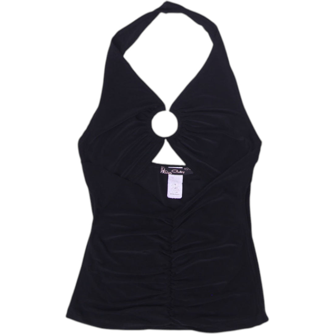 Y2K Ladies Ruched Ring Detail Halter Top Size M | Migration_Y2K Tops | Fashion Rerun