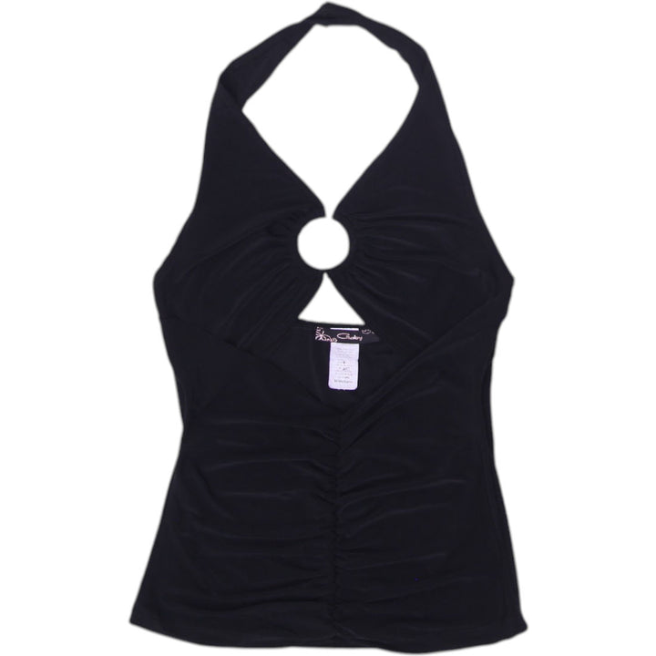 Y2K Ladies Ruched Ring Detail Halter Top Size M | Migration_Y2K Tops | Fashion Rerun