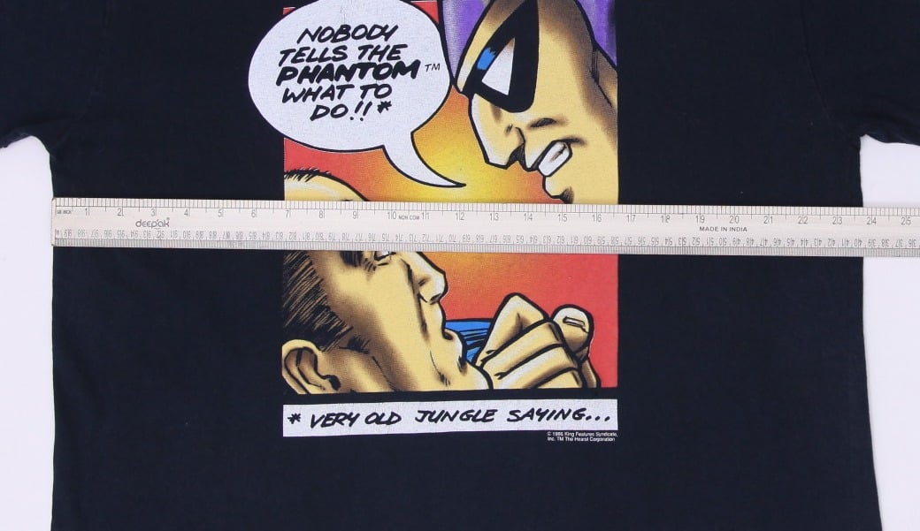 Vintage The Phantom Comic T-Shirt Black Graphic Tee 1996 Single Stitch Size XL | Migration_T-Shirts - View 7 | Fashion Rerun