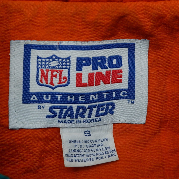 Vintage Miami Dolphins Starter Pro Line 1/2 Zip Hooded Puffer Coat Teal