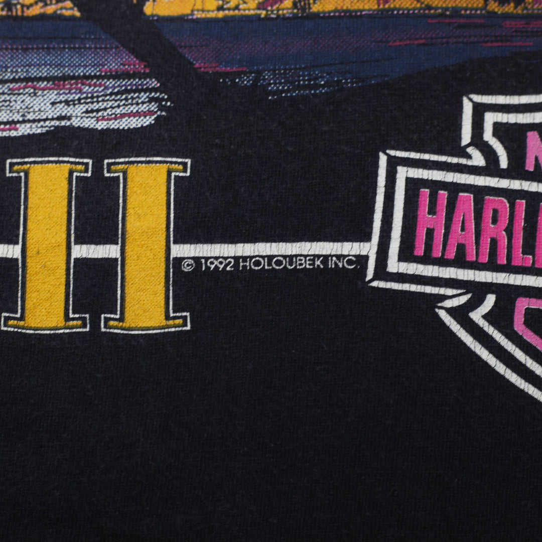 Vintage 1992 Harley Davidson Hawaii Sunset T-Shirt Made in USA Size M