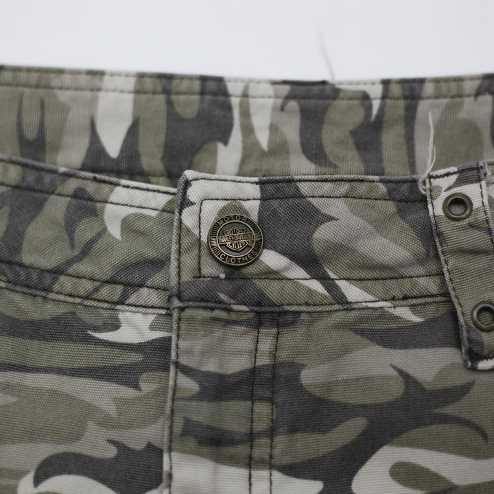 Ladies Harley Davidson Camouflage Cotton Workwear Utility Cargo Pants Size 6