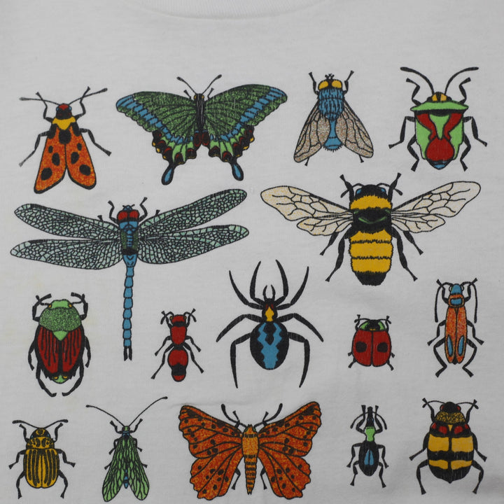 Vintage Mens Anvil T-Shirt White Insect Graphic Cotton