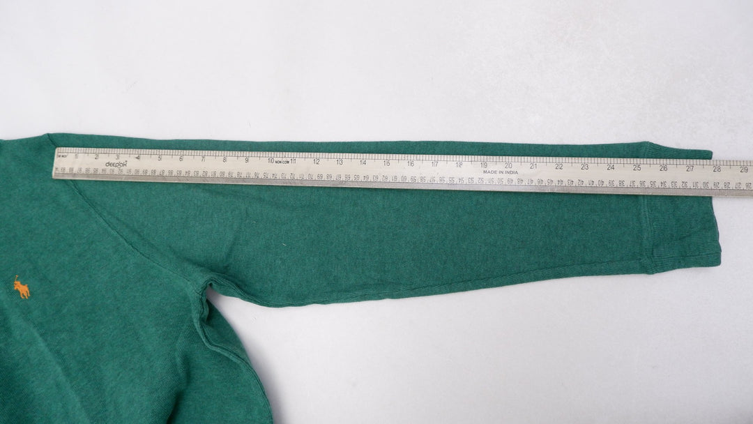 Mens Polo Ralph Lauren Sweater Green 1/4 Zip Cotton Knitwear