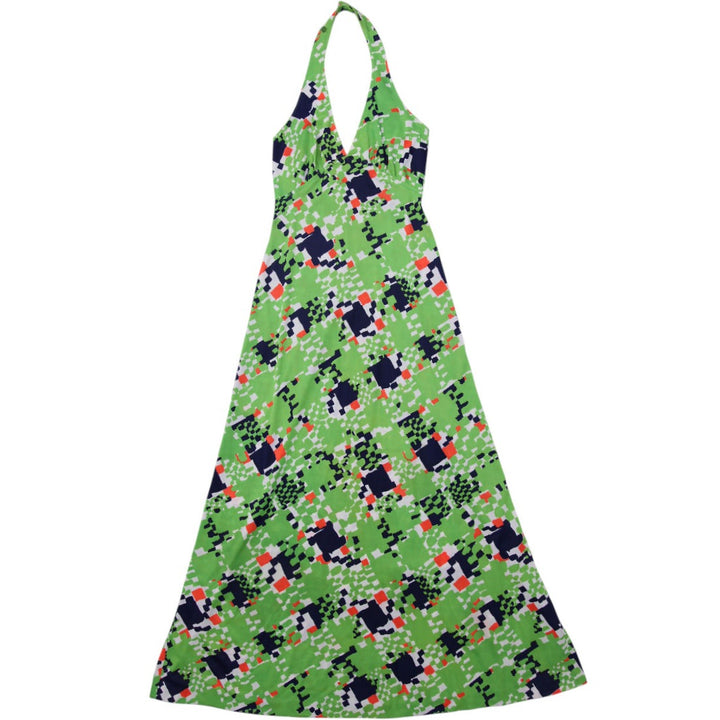 Y2K Ladies Geometric Halter Maxi Dress