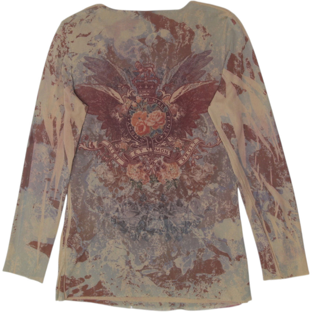 Y2K Ladies Multi Color Abstract Design Long Sleeve Top Size M | Migration_Y2K Tops - Side View | Fashion Rerun