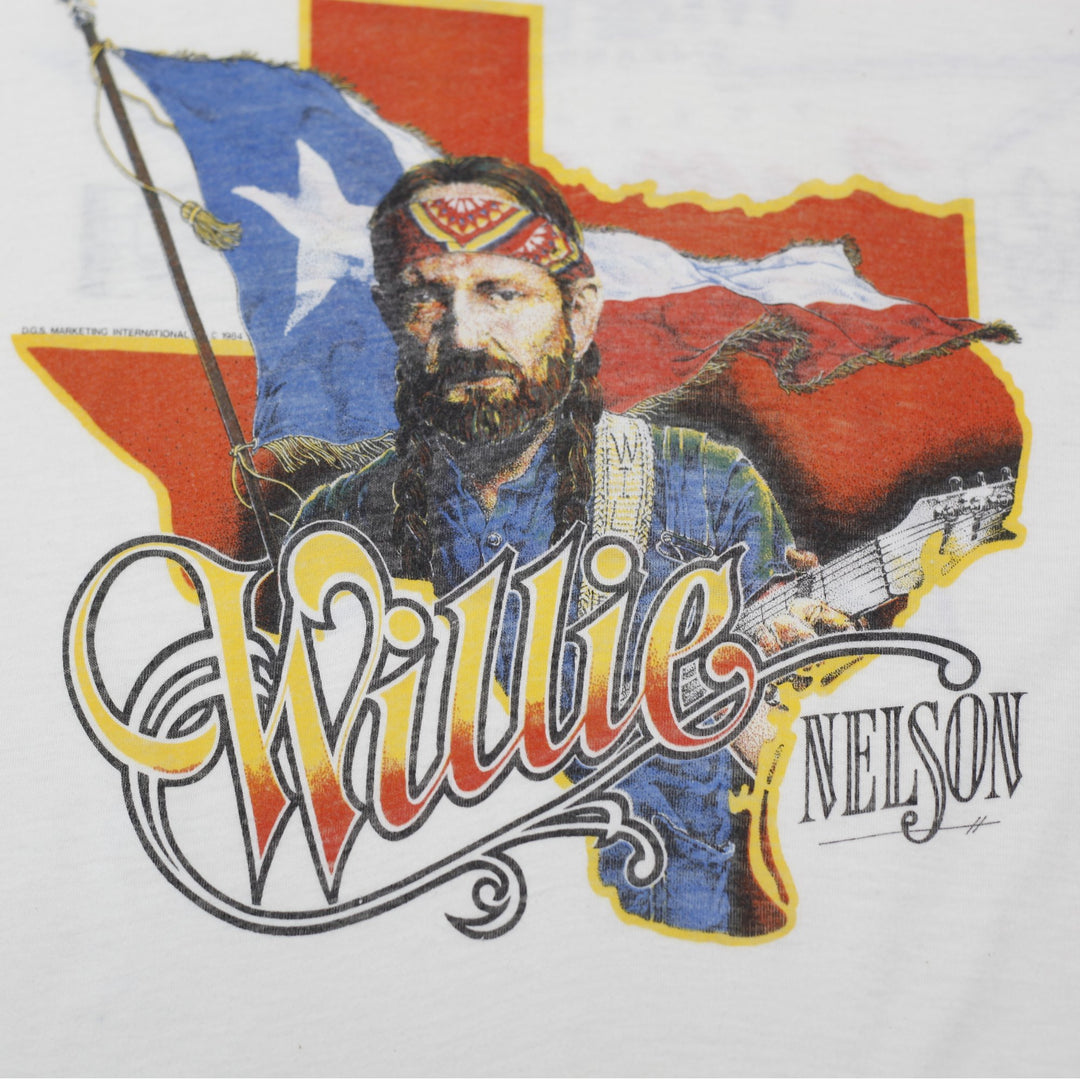 Rare Vintage 1984 Willie Nelson & Family Tour Ringer T-Shirt Screen Stars Tag Made In USA Size XL
