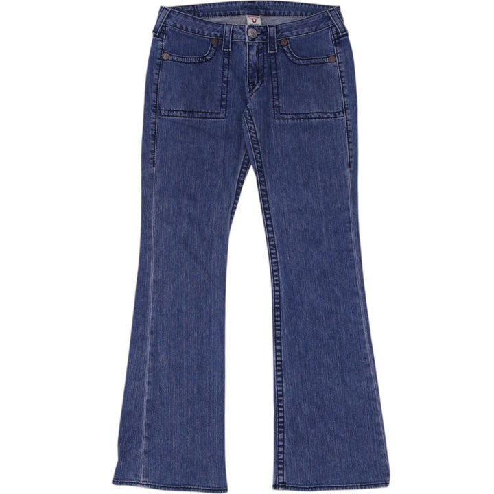 Y2K Ladies True Religion Section Tony Big T Low Rise Flare Jeans Made In USA 30