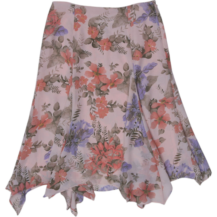 Y2K Ladies Pastel Asymmetrical Hem Floral Skirt Size 8 | Migration_Skirts | Fashion Rerun