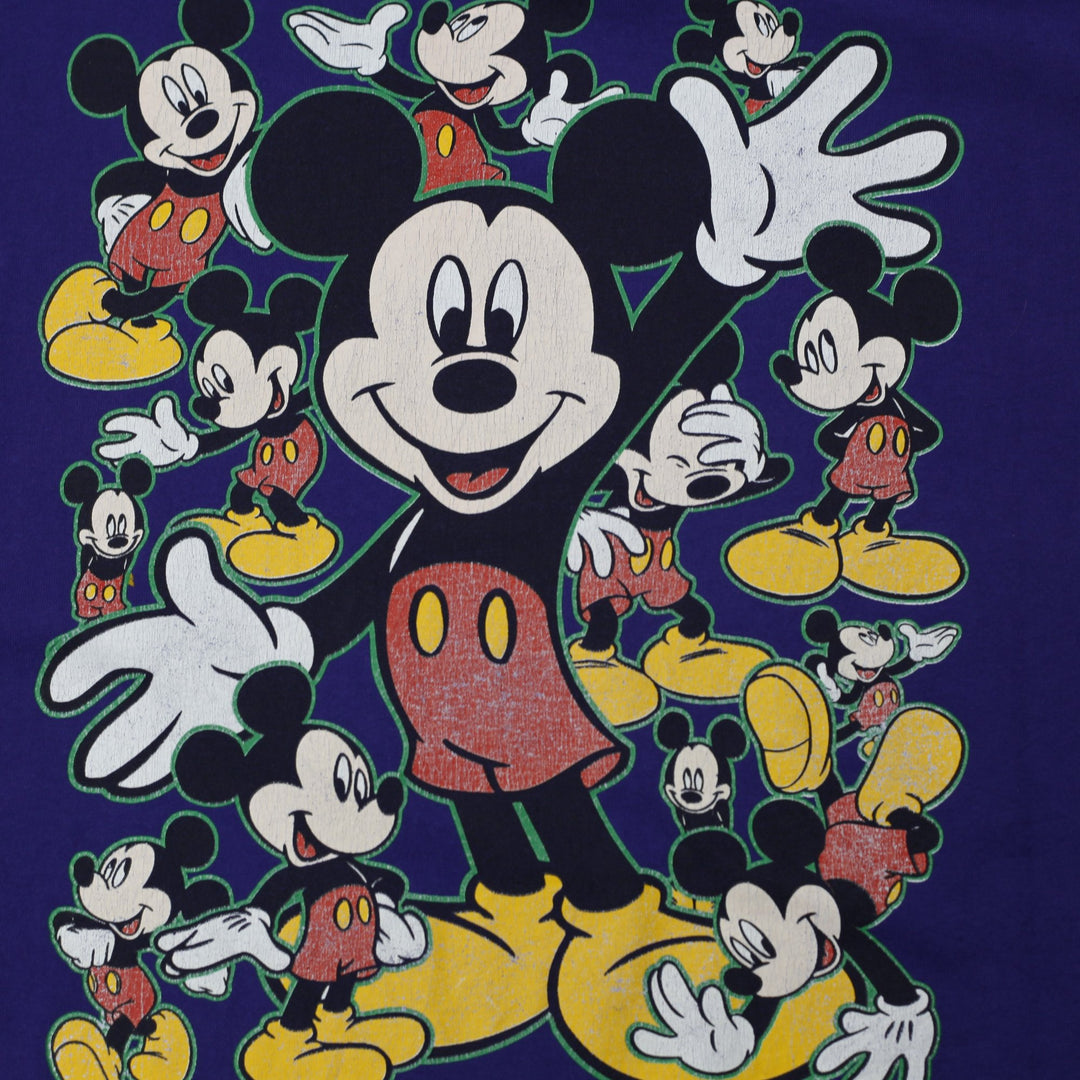 Vintage 90s Mickey Unlimited All Over Print Graphic T-Shirt Purple Size L