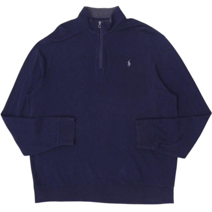 Mens Polo Ralph Lauren Navy Blue 1/4 Zip Long Sleeve T-Shirt XL | Migration_T-Shirts | Fashion Rerun