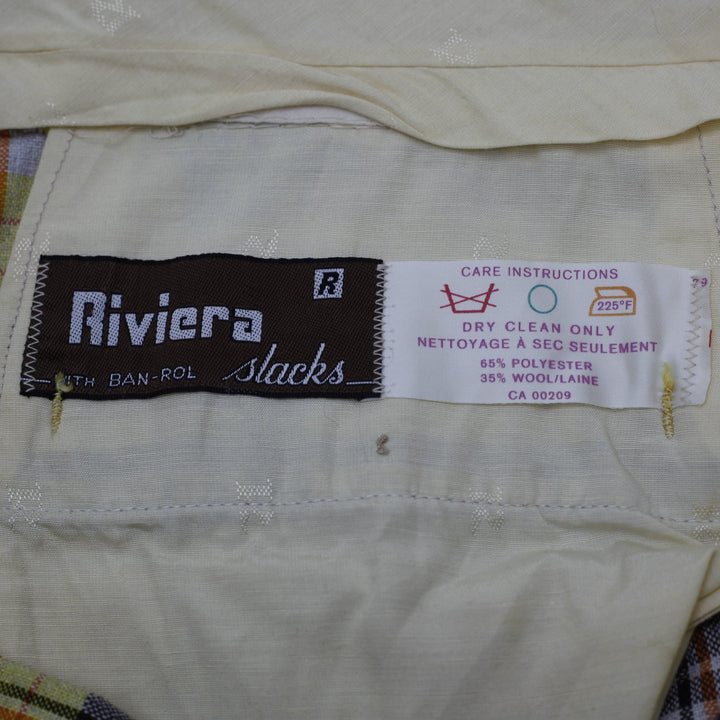 Vintage Riviera Plaid Wool Trousers Pants Size S | Migration_Pants MJ DROP - Back View | Fashion Rerun
