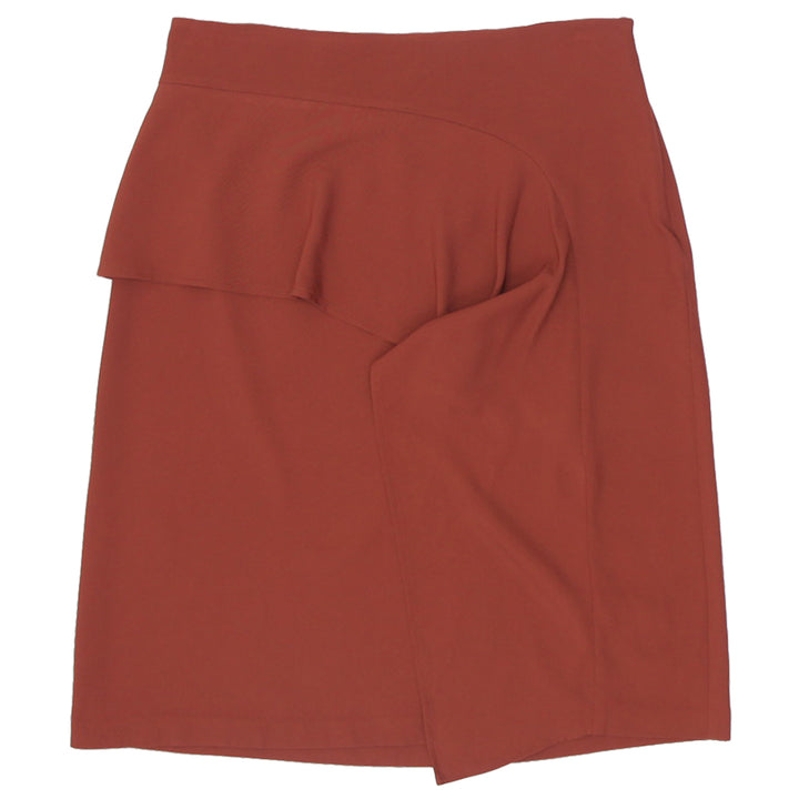 Ladies DKNY Skirt Ruffled A-Line Knee Length Solid Woven Side Zipper