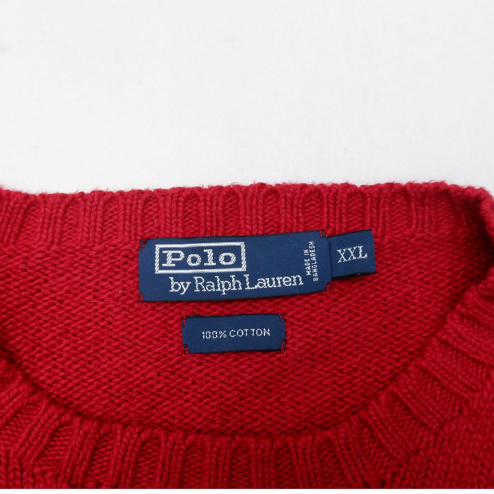 Mens Polo Ralph Lauren Knitted 100% Cotton Sweater Red Knit Classic Cotton