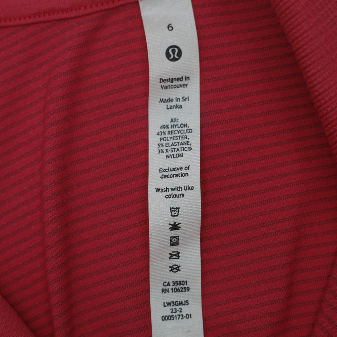 Ladies Lululemon Swiftly Tech Short Sleeve Polo Shirt Cropped Size 6