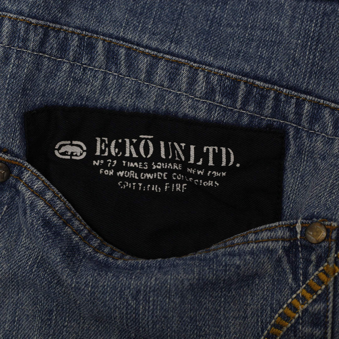 Y2K Mens Ecko Jeans Washed Blue Straight Leg Denim Baggy Fit