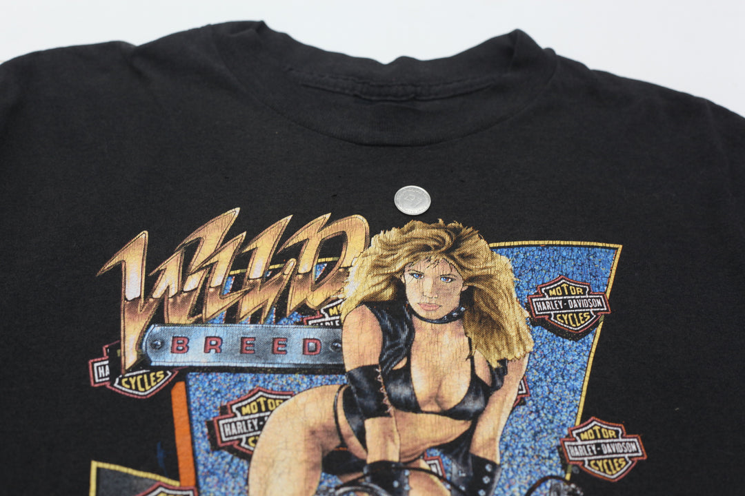 1988 Vintage 3D Emblem Harley Davidson Wild Breed Biker T-Shirt - Fashion Rerun Vintage Migration_T-Shirt