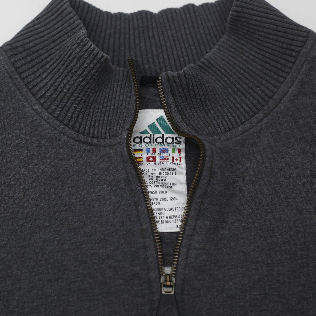 Vintage Mens Adidas Equipment Sweatshirt Gray 1/4 Zip Logo Cotton Blend Size L | Migration_Sweatshirt - Detai | Fashion Rerun