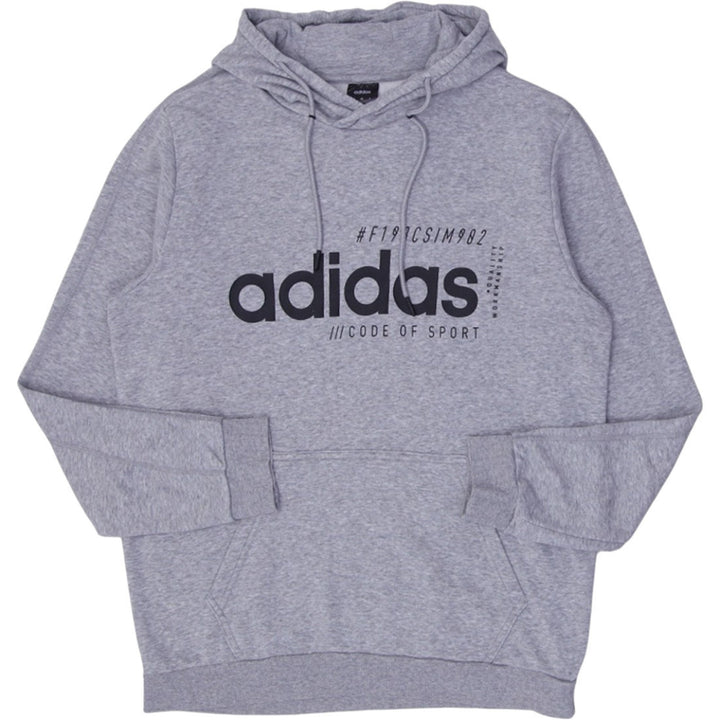 Mens Adidas Hoodie Gray Pullover Sport Graphic Spellout