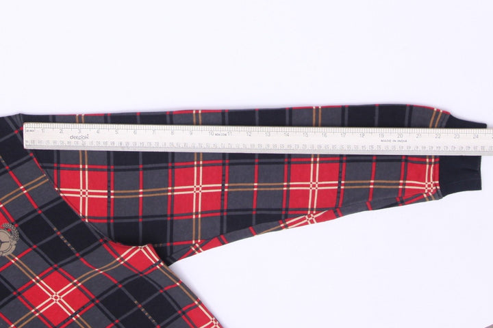 Mens Jordan Hoodie Tartan Plaid Fleece Red Black Checkered Size M