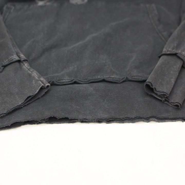 Y2K Mens Affliction Hoodie Black Graphic Large Wings Art Slightly Distressed