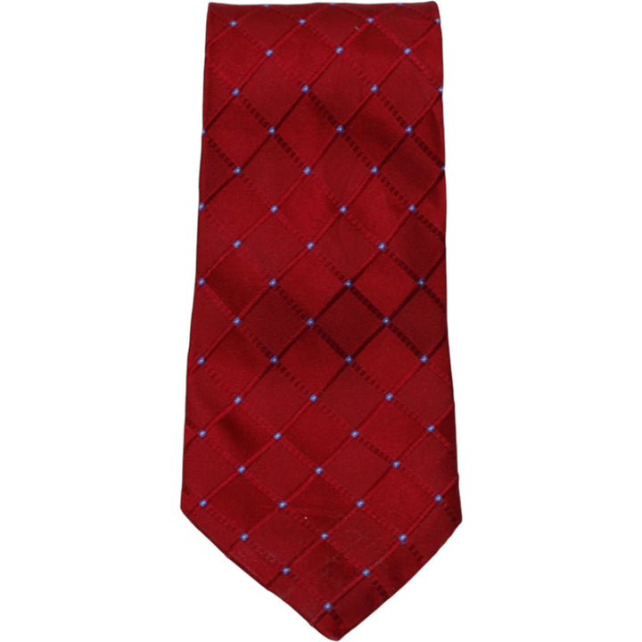 Mens Tommy Hilfiger Tie Red Checkered 100% Silk
