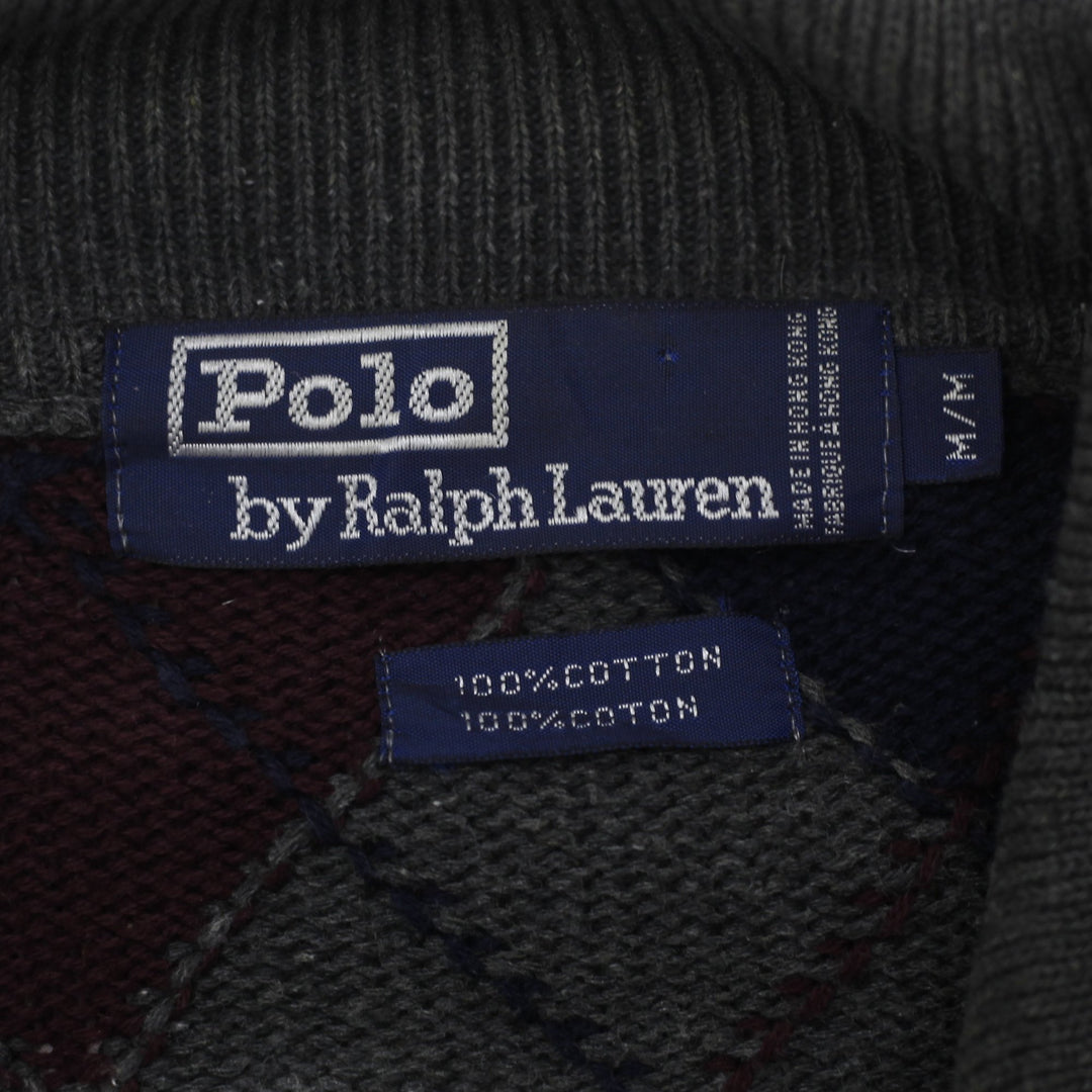 Vintage Mens Polo Ralph Lauren Sweater Argyle Gray Maroon Blue Knitwear Size M | Migration_Jumper & Knitwear | Fashion Rerun
