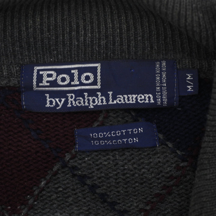 Vintage Mens Polo Ralph Lauren Sweater Argyle Gray Maroon Blue Knitwear Size M | Migration_Jumper & Knitwear | Fashion Rerun