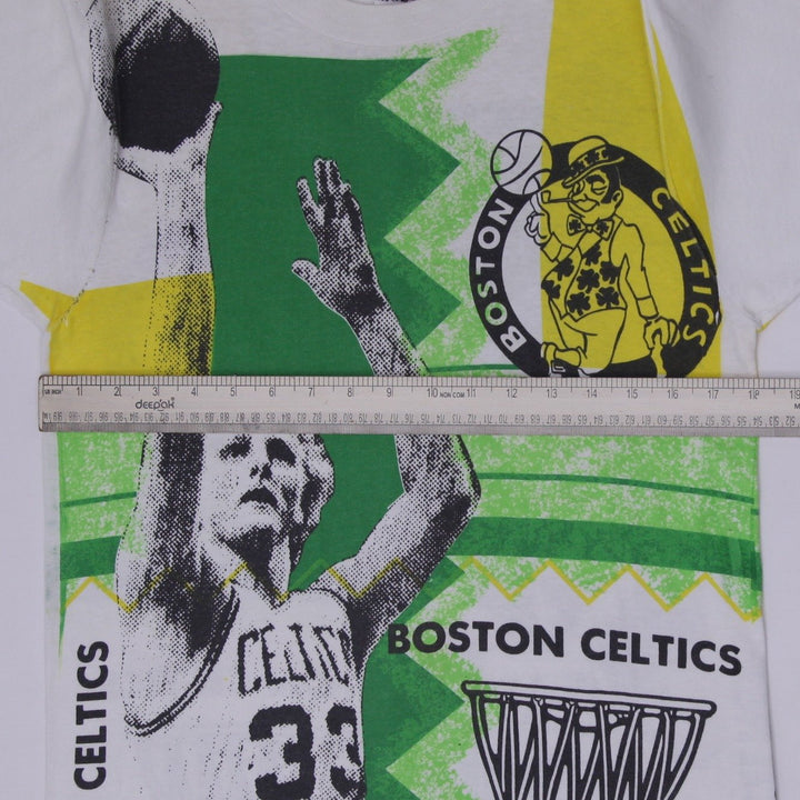 Vintage 1990s Fruit of the Loom Boston Celtics Larry Bird AOP T-Shirt USA Made M