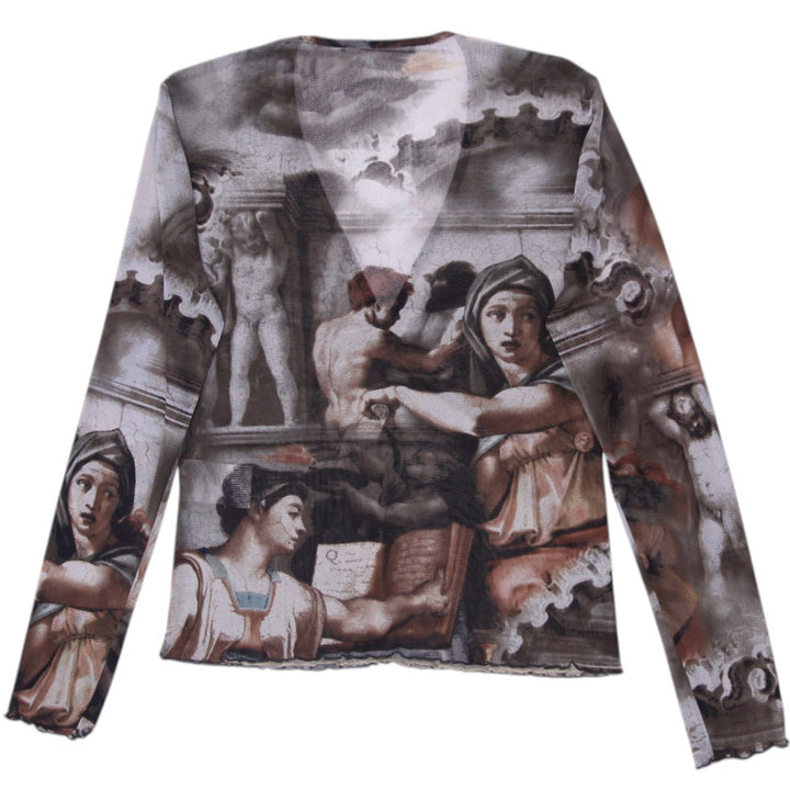 Y2K Ladies Betty Barclay Renaissance Art Mesh Top Size 40