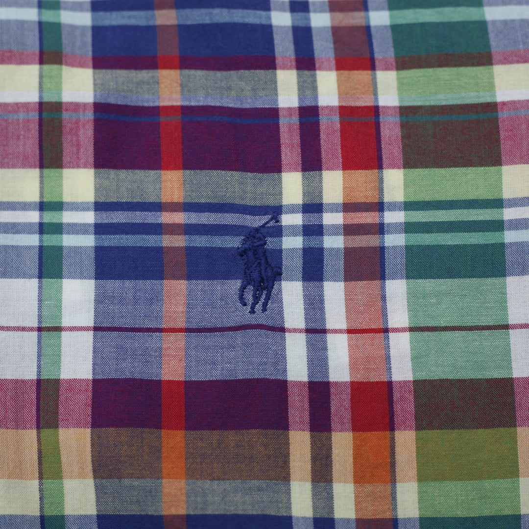 Mens Ralph Lauren Madras Multi Color Plaid Long Sleeve Shirt Size L