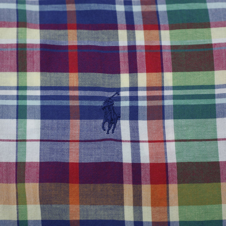 Mens Ralph Lauren Madras Multi Color Plaid Long Sleeve Shirt Size L