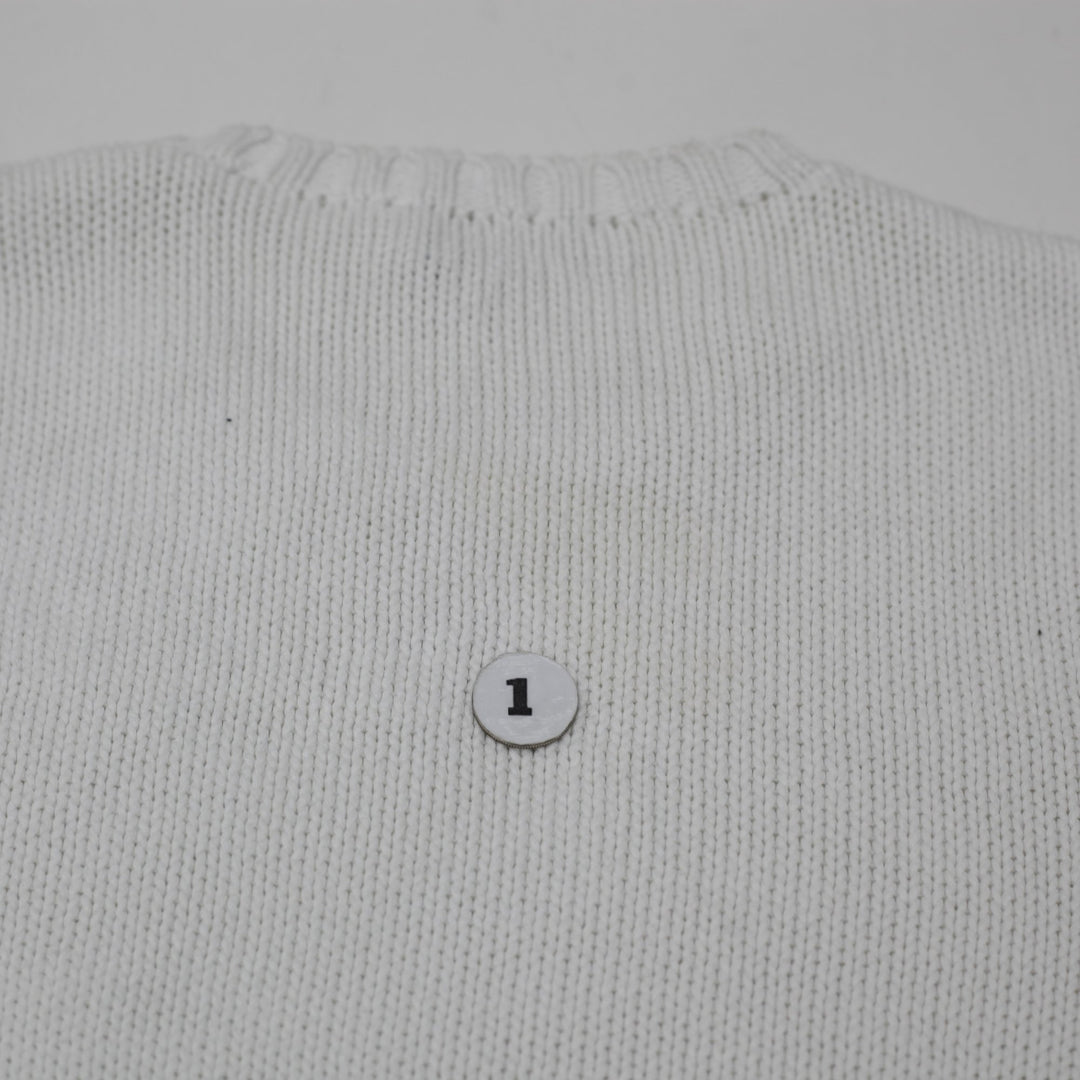 Vintage Ladies White Polo Ralph Lauren American Flag Embroidered Crewneck Sweate