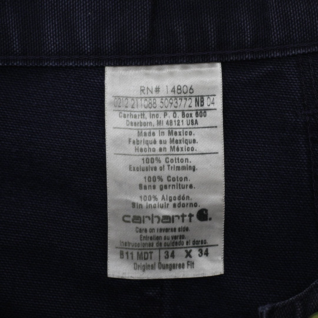 Mens Carhartt B11 MDT Dungaree Fit Navy Workwear Pants Size 34X34 | Migration_Pants - Back View | Fashion Rerun