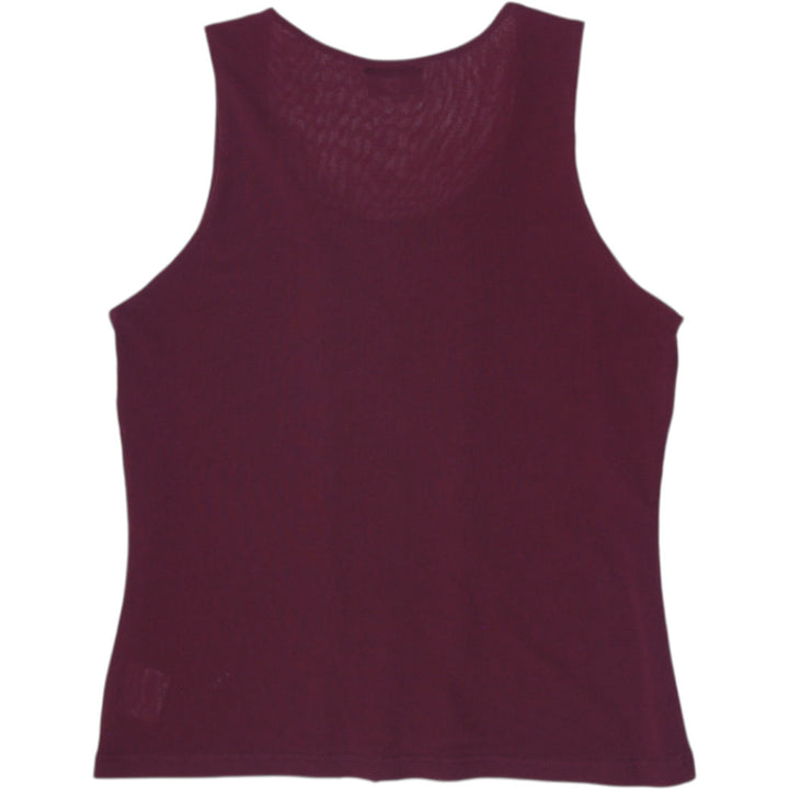 Y2K Ladies S.E.A. L Plum Burgundy Sheer Mesh Ruffle Tank Top Burgundy Size M/L