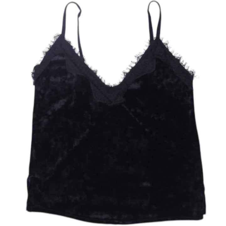 Y2K Ladies So Sexy Black Velvet Lace Trim Sleeveless Strappy Top | Migration_Y2K Tops | Fashion Rerun