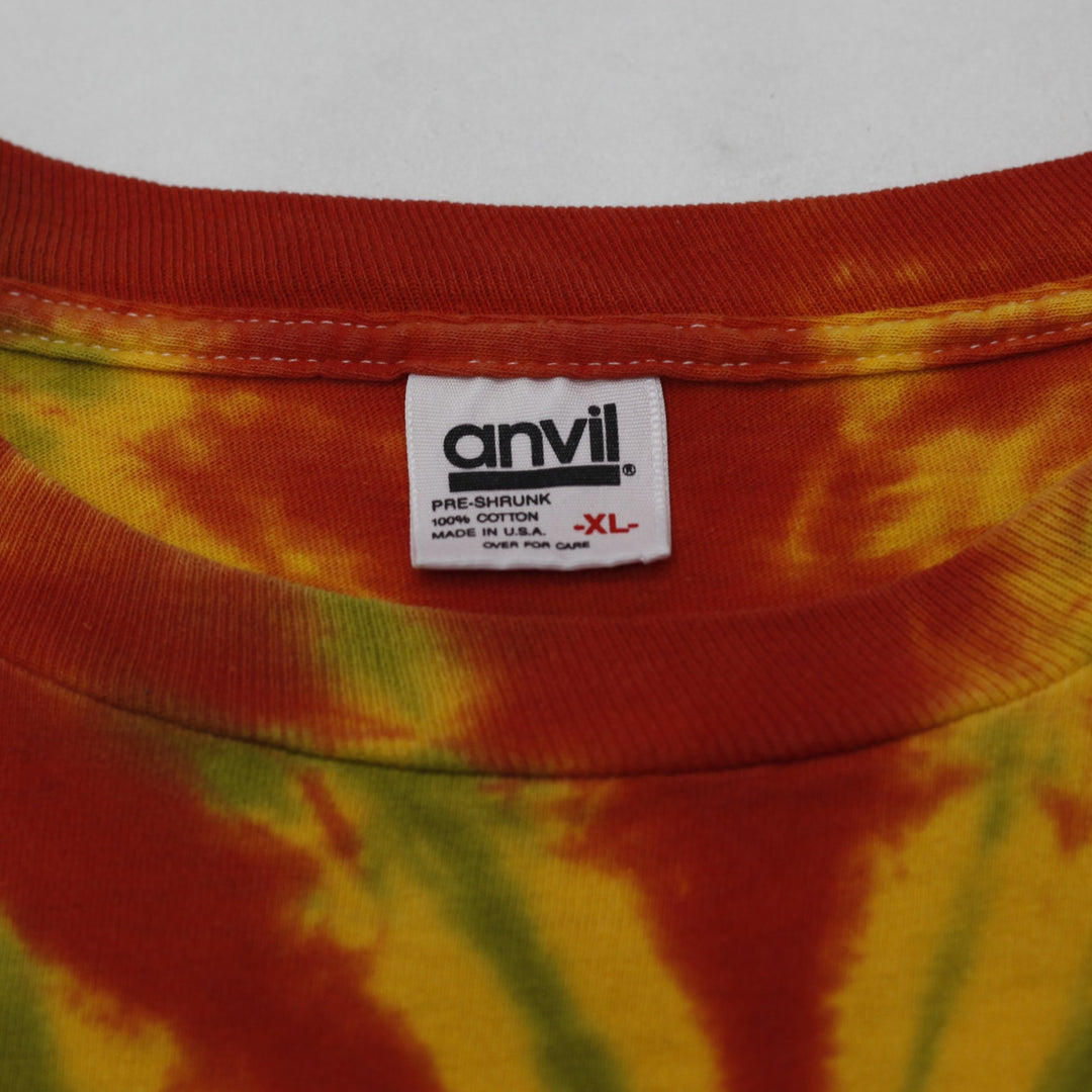 Vintage Anvil Tie-Dye Jamaican Tie Dye Drumming Print T-Shirt Made In USA XL | Migration_T-Shirts - Back View | Fashion Rerun