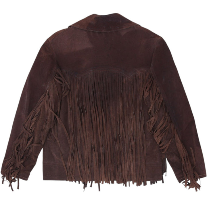 80's Perfect Dark Brown Suede Fringed Leather Antique jackets
