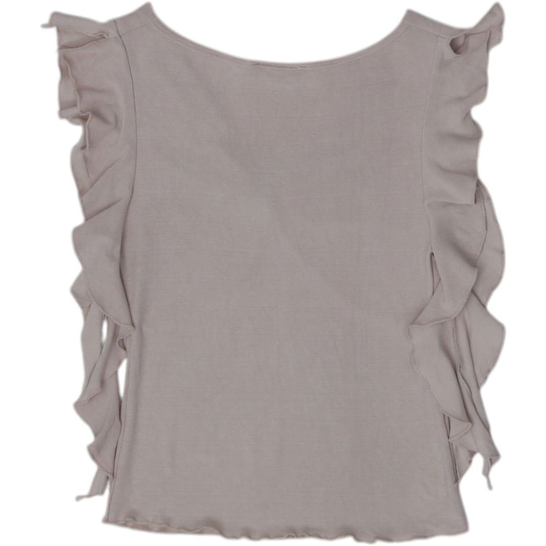 Y2K Ladies Lucy Paris Cascading Ruffle Sleeve Knit Top Lettuce Hem