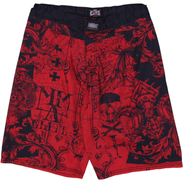Y2K Mens Elite Red Graphic Casual Shorts Skulls