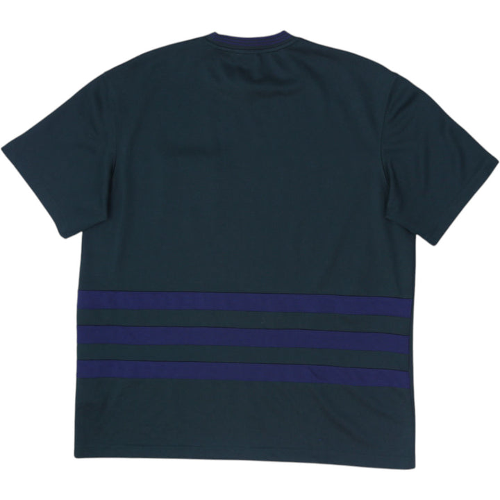 Mens Adidas Logo Pocket T-Shirt Green Striped Crew Neck Size L