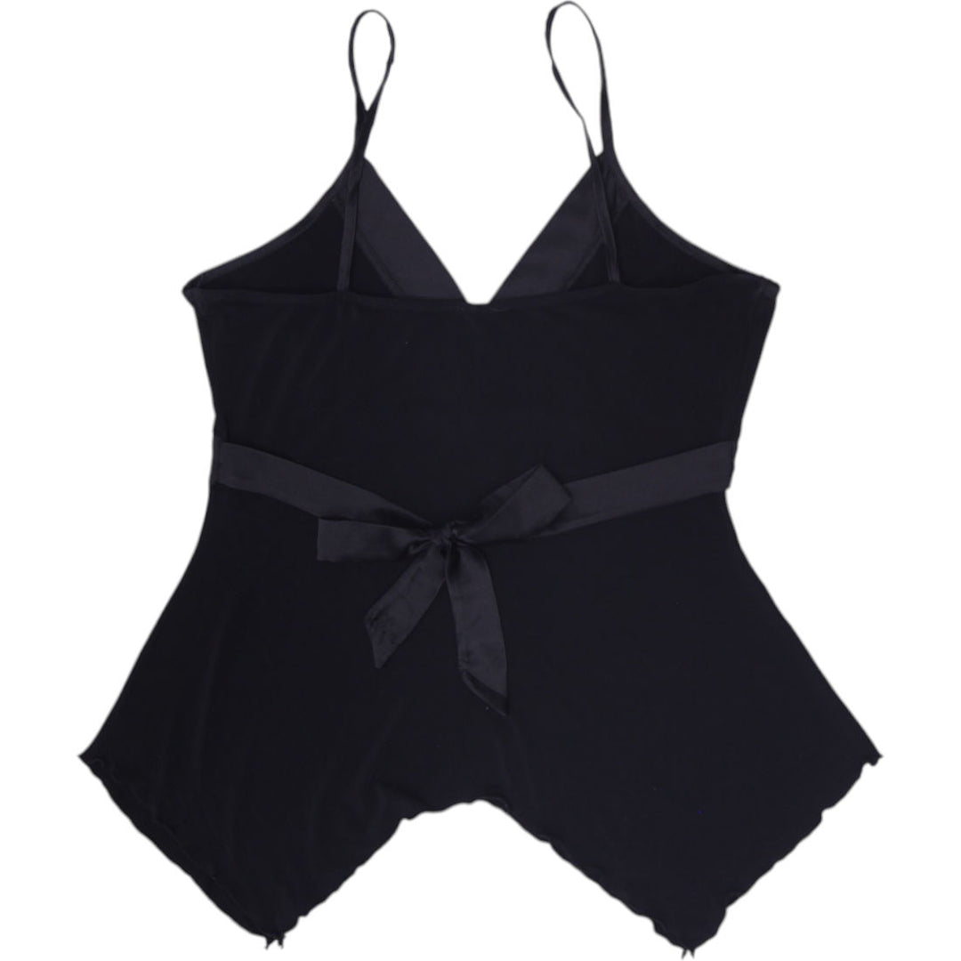 Y2K Ladies Black Strappy Handkerchief Hem Top