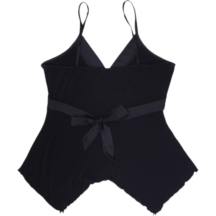 Y2K Ladies Black Strappy Handkerchief Hem Top