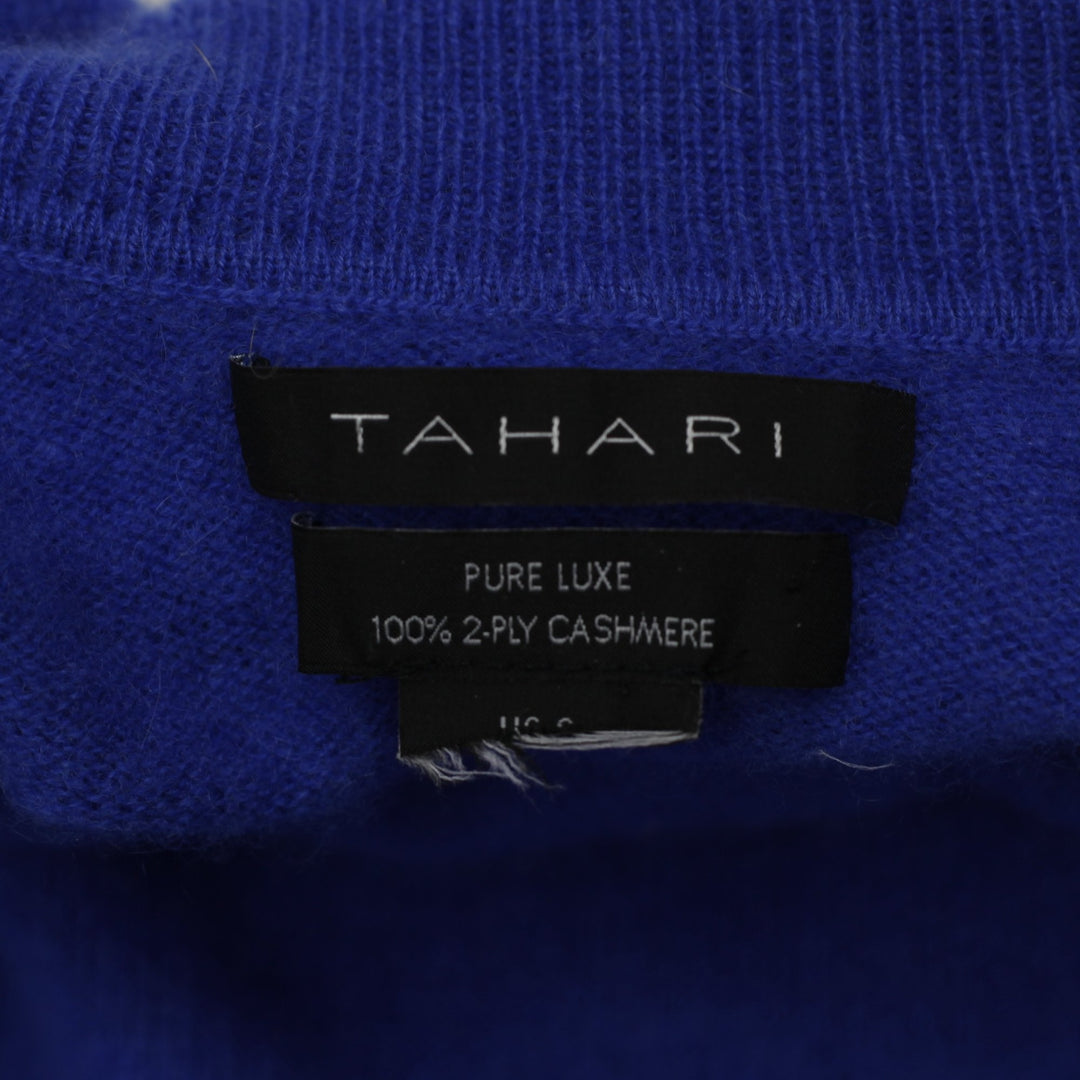 Ladies Tahari Pure Luxe 100% 2 Ply Cashmere Turtleneck Blue Sweater