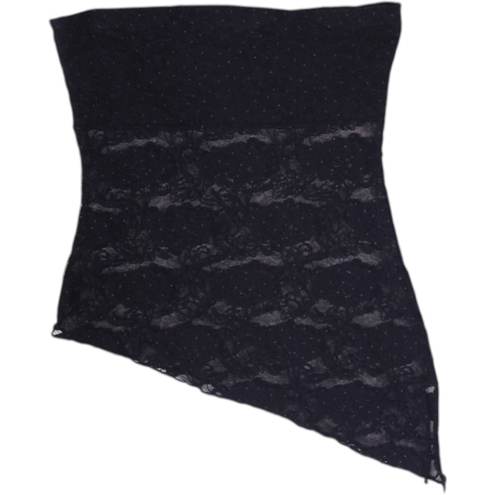 Y2K Ladies Young Woman by Pimkie Y2K Black Lace Asymmetrical Tube Top