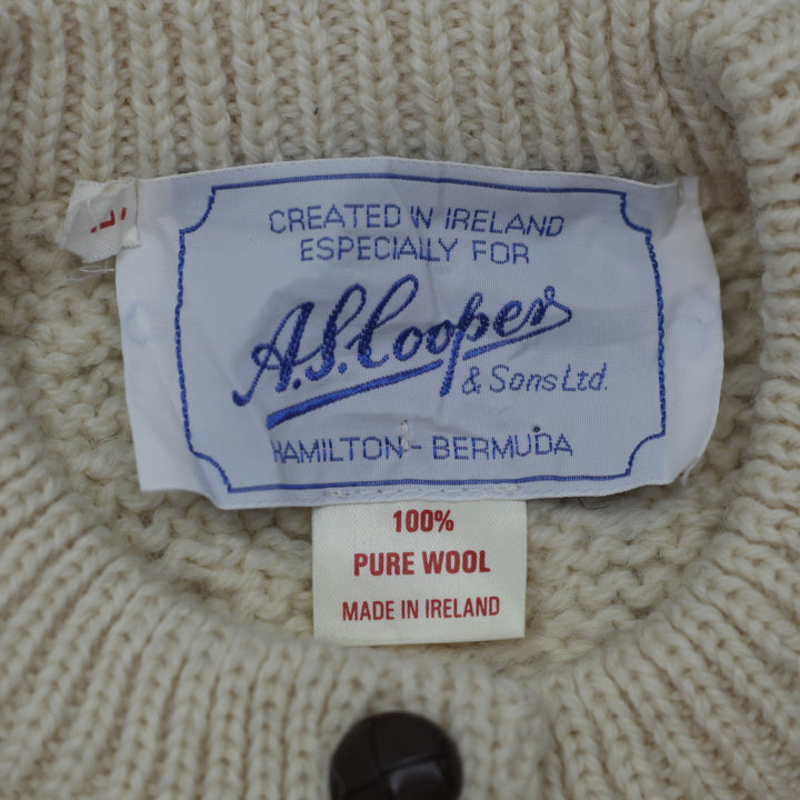 Vintage A.S Cooper Irish Wool Cable Knit Cardigan - Made In Ireland Size L - Fashion Rerun Vintage Migration_Sweaters