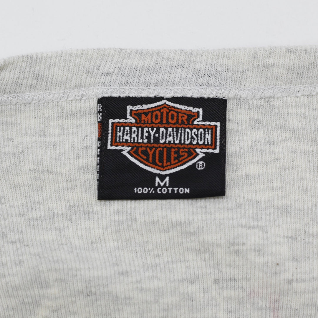 Ladies Harley Davidson Heather Gray Lettuce Edge Long Sleeve Top Graphic