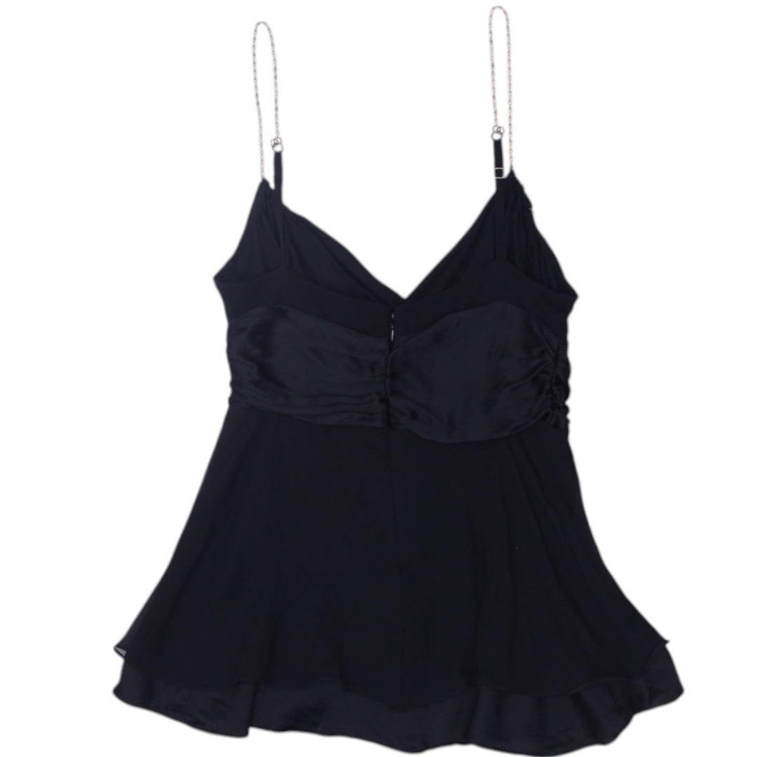 Y2K Ladies Marciano Black Spaghetti Straps Ruffle Flowy Top | Migration_Y2K Tops - Side View | Fashion Rerun